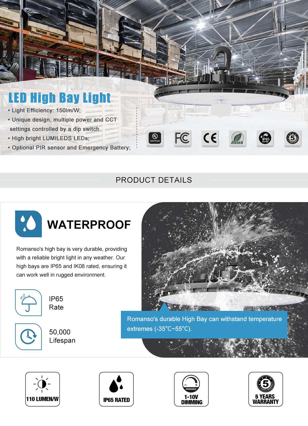 UFO 150lm/W LED High Bay Light