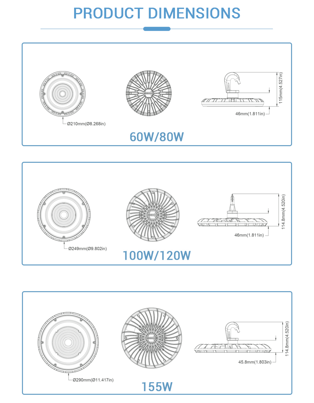 UFO FCC 60W 80W 100W 120W 150W LED High Bay Light