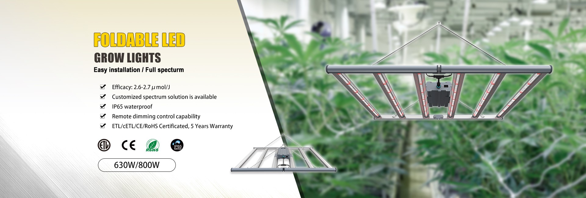 Full-Spectrum Foldable LED Grow Light