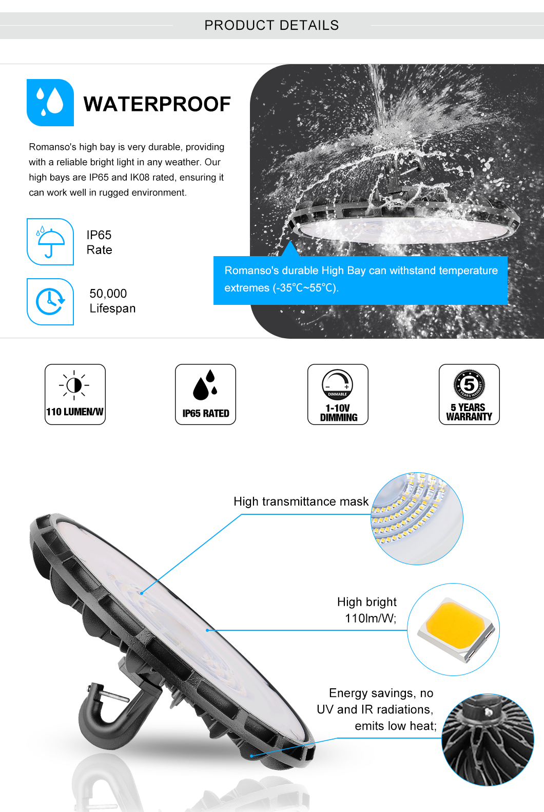 UFO FCC 60W 80W 100W 120W 150W LED High Bay Light
